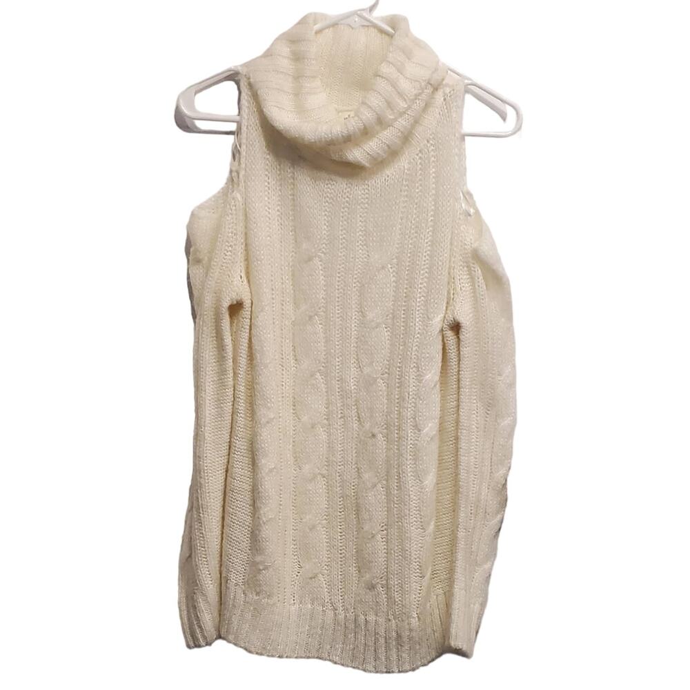 Self Esteem Knit Light Weight Cold Shoulder Cowl Tunic Sweater Size Large